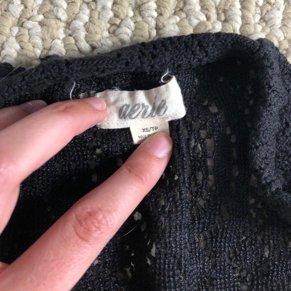 Black crochet Aerie swimsuit cover up - Picture 2 of 3